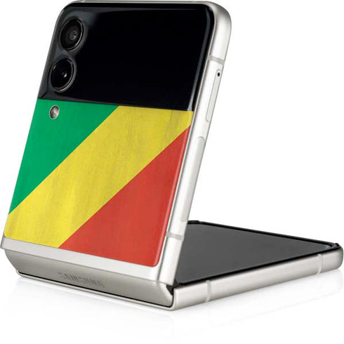 Republic of the Congo Flag Distressed Galaxy Z Flip4 5G Skin